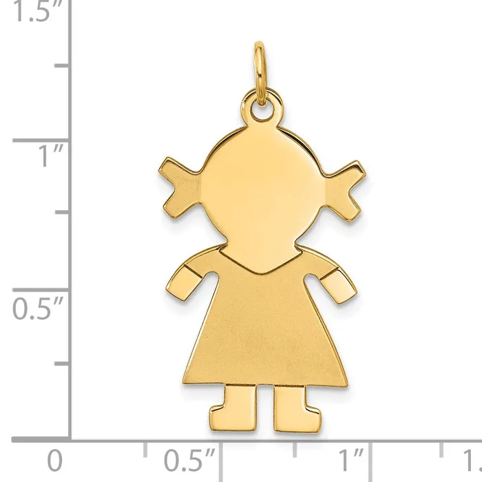 Goldia Charm Necklaces 14k Yellow Gold Satin Girl Charm