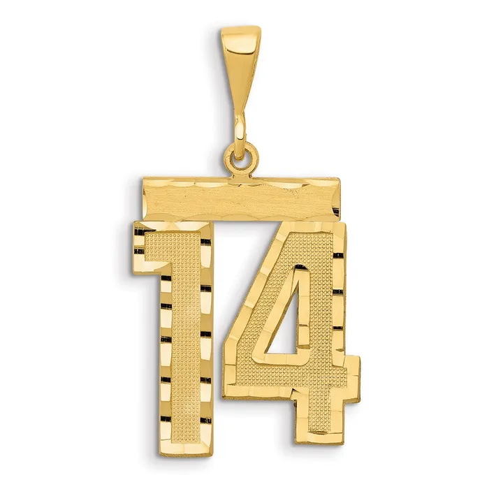 Goldia Charm Necklaces 14k Yellow Gold Small Brushed Diamondcut Number 14 Charm Goldia Charm Necklaces 14k Yellow Gold Small Brushed Diamondcut Number 14 Charm