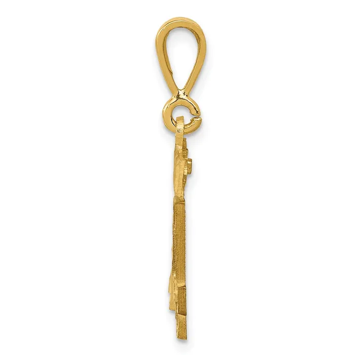 Goldia Charm Necklaces 14k Yellow Gold Small Brushed Diamondcut Number 14 Charm