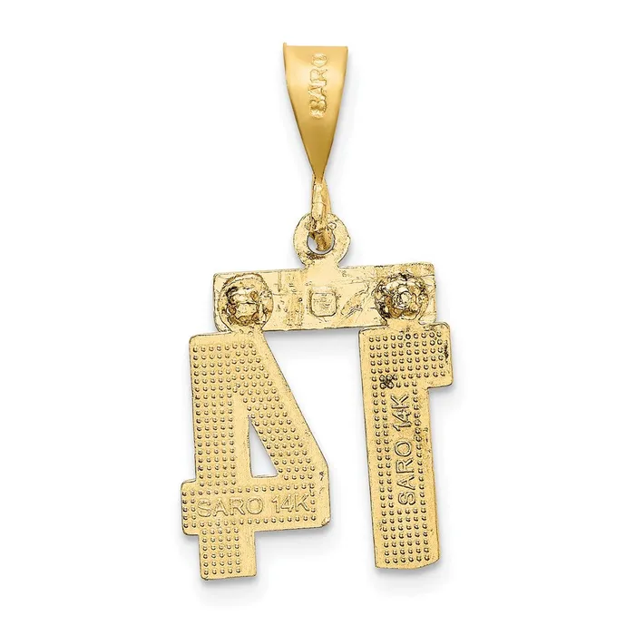 Goldia Charm Necklaces 14k Yellow Gold Small Brushed Diamondcut Number 14 Charm