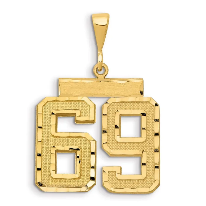 Goldia Charm Necklaces 14k Yellow Gold Small Brushed Diamondcut Number 69 Charm Goldia Charm Necklaces 14k Yellow Gold Small Brushed Diamondcut Number 69 Charm