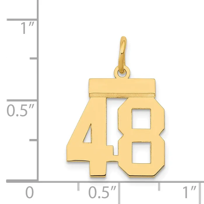 Goldia Charm Necklaces 14k Yellow Gold Small Polished Number 48 Charm