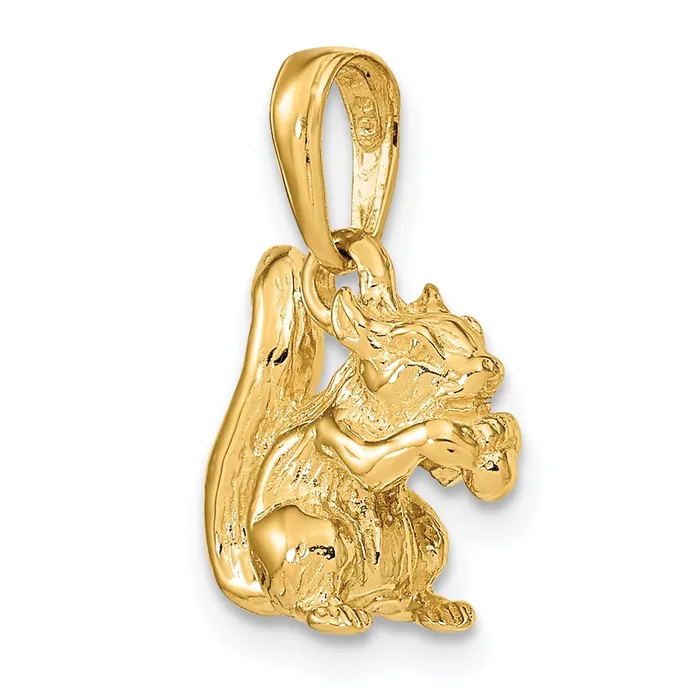 Goldia Charm Necklaces 14k Yellow Gold Solid 3D Squirrel with Nut Charm