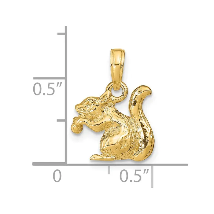Goldia Charm Necklaces 14k Yellow Gold Solid 3D Squirrel with Nut Charm