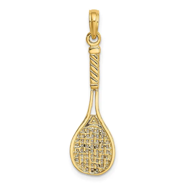 Goldia Charm Necklaces 14k Yellow Gold Solid Polished 3D Tennis Racquet Charm Goldia Charm Necklaces 14k Yellow Gold Solid Polished 3D Tennis Racquet Charm