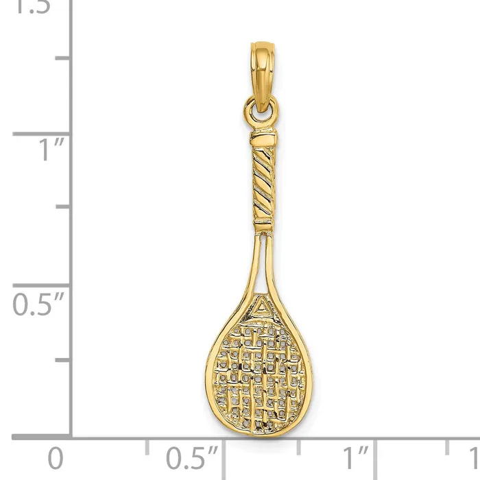 Goldia Charm Necklaces 14k Yellow Gold Solid Polished 3D Tennis Racquet Charm