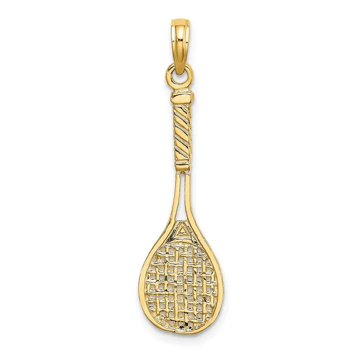 Goldia Charm Necklaces 14k Yellow Gold Solid Polished 3D Tennis Racquet Charm