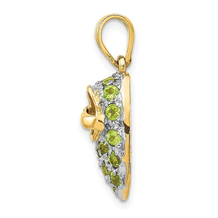 Goldia Charm Necklaces 14k Yellow Rhodium Gold Rhodium ProngSet AugustPeridot Baby Shoe Charm