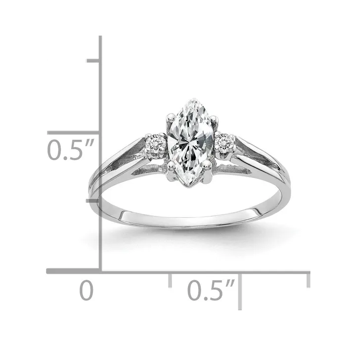 Goldiacom 14k White Gold 8x4mm Marquise Cubic Zirconia A Real Diamond ring Rings