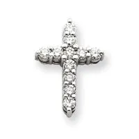 Goldiacom 14k White Gold AAA Diamond cross pendant Necklaces