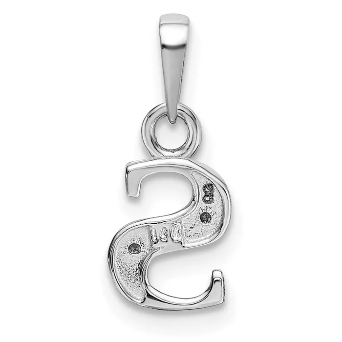 Goldiacom 14K White Gold Polished 01ct Diamond Initial S Charm Charm Necklaces