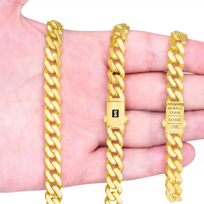 Goldiacom Bracelets 10k Yellow Gold Royal Monaco Miami Cuban Link 6mm Chain Bracelet w Box Clasp 9