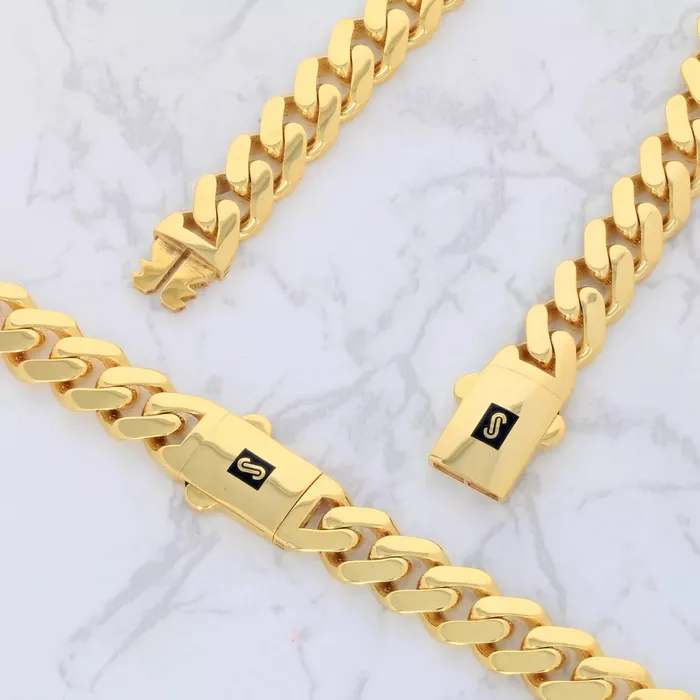 Goldiacom Bracelets 10k Yellow Gold Royal Monaco Miami Cuban Link 6mm Chain Bracelet w Box Clasp 9