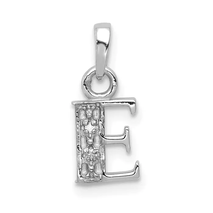 Goldiacom Charm Necklaces 14K White Gold Polished 01ct Diamond Initial E Charm
