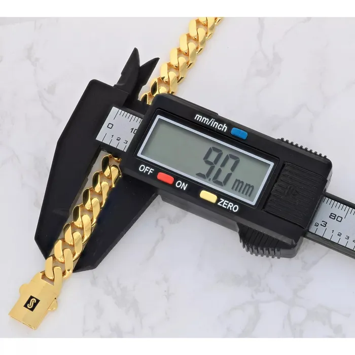Goldiacom Necklaces 10k Yellow Gold Royal Monaco Miami Cuban Link 9mm Chain Pendant Necklace 18