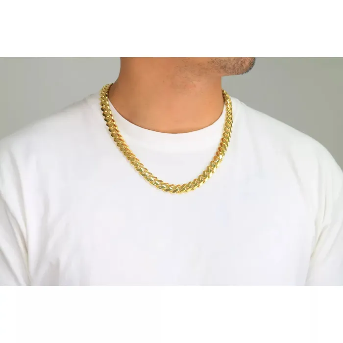 Goldiacom Necklaces 10k Yellow Gold Royal Monaco Miami Cuban Link 9mm Chain Pendant Necklace 18