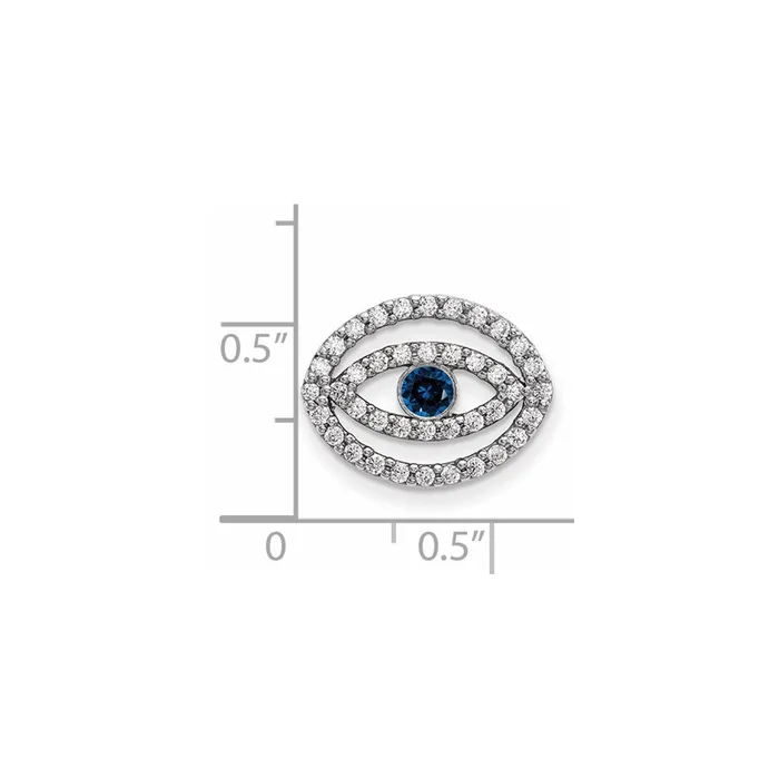 Goldiacom Necklaces 14k White Gold Medium Diamond and Sapphire Halo Evil Eye Pendant