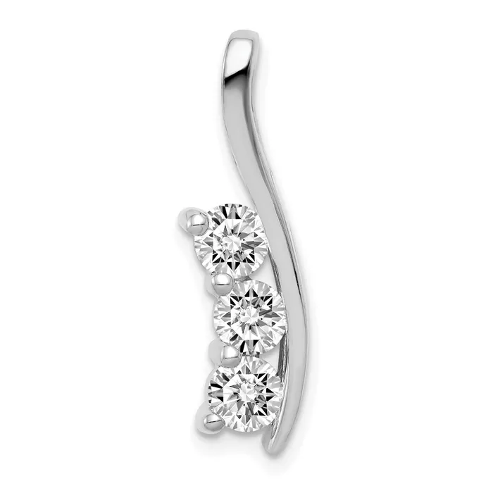 Goldiacom Necklaces 14k White Gold VS Diamond Three Stone Curved Bar Pendant Goldiacom Necklaces 14k White Gold VS Diamond Three Stone Curved Bar Pendant