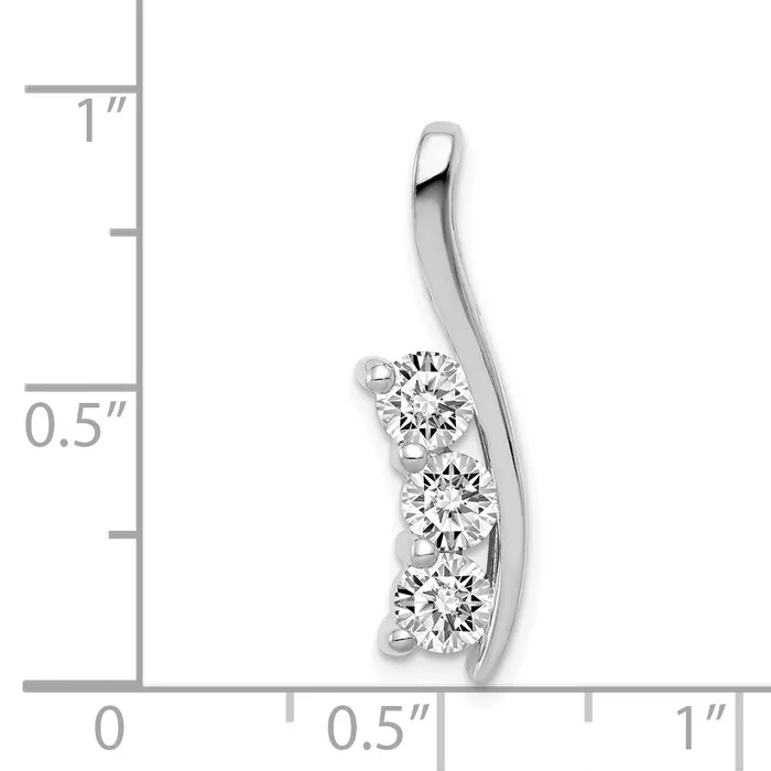 Goldiacom Necklaces 14k White Gold VS Diamond Three Stone Curved Bar Pendant