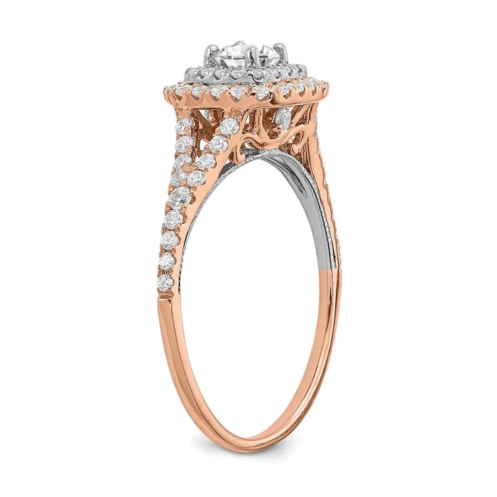 Goldiacom Rings 10 Ct Natural Diamond Halo Infinity Bridal Engagement Ring Set in 14K Rose Gold