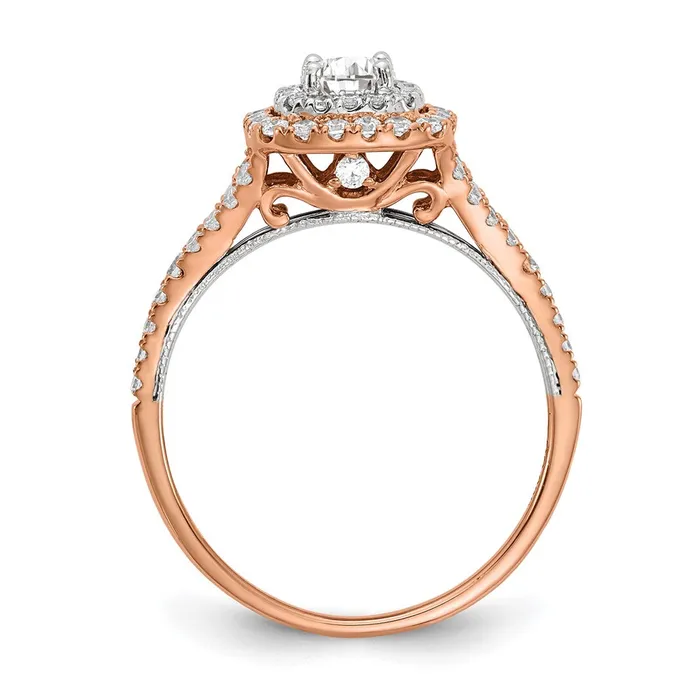 Goldiacom Rings 10 Ct Natural Diamond Halo Infinity Bridal Engagement Ring Set in 14K Rose Gold