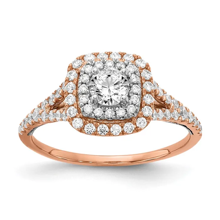 Goldiacom Rings 10 Ct Natural Diamond Halo Infinity Bridal Engagement Ring Set in 14K Rose Gold