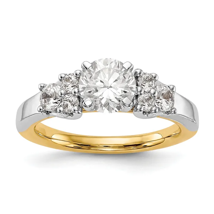 Goldiacom Rings 14K Two tone Diamond Peg Set CZ Engagement Ring