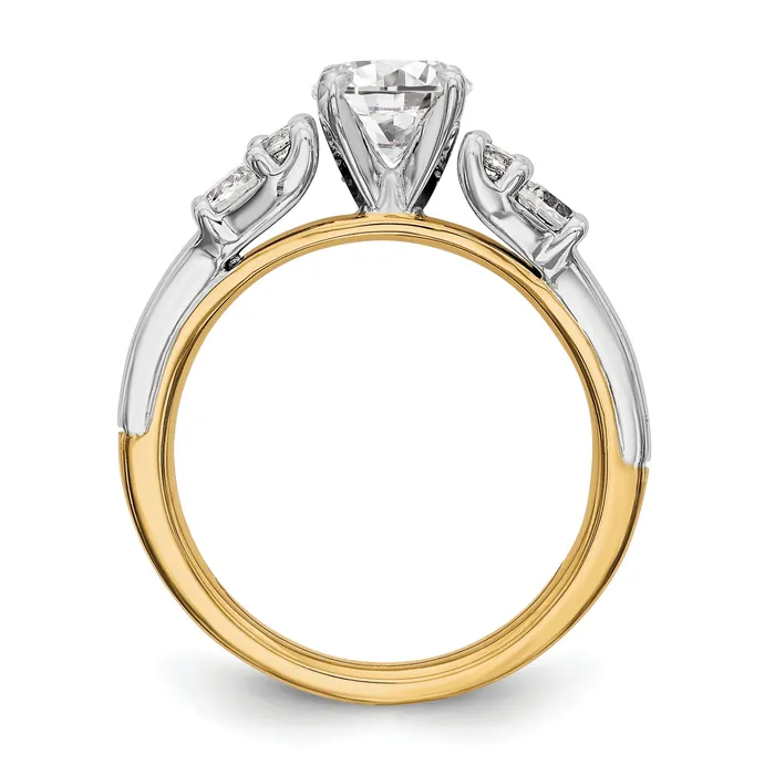 Goldiacom Rings 14K Two tone Diamond Peg Set CZ Engagement Ring
