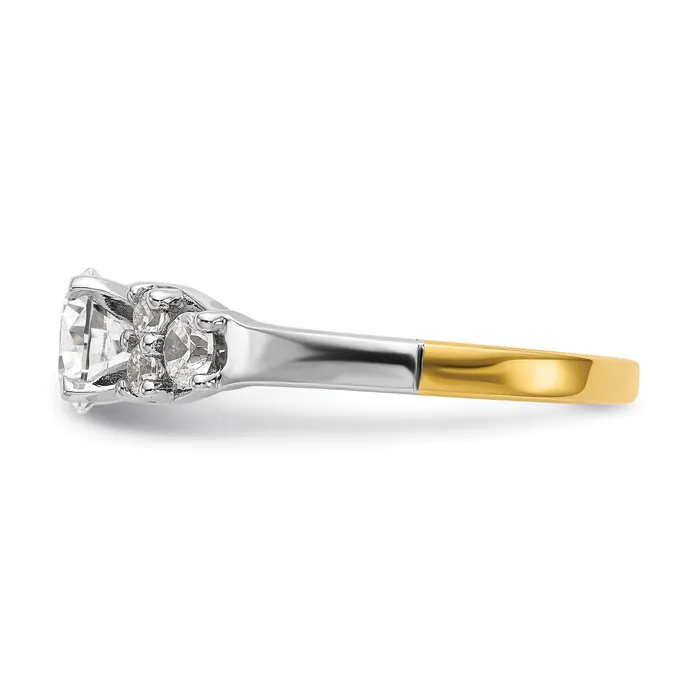 Goldiacom Rings 14K Two tone Diamond Peg Set CZ Engagement Ring