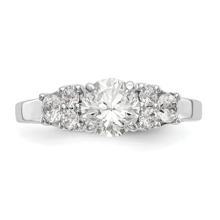 Goldiacom Rings 14K Two tone Diamond Peg Set CZ Engagement Ring