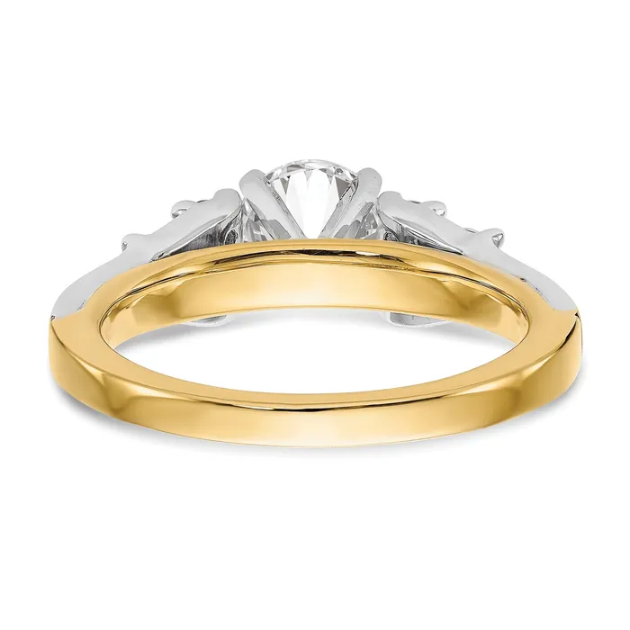 Goldiacom Rings 14K Two tone Diamond Peg Set CZ Engagement Ring
