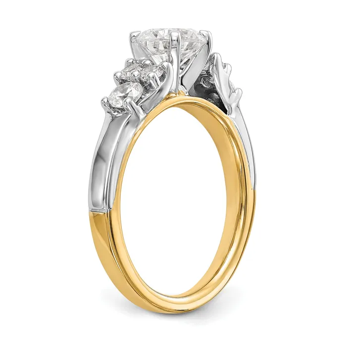 Goldiacom Rings 14K Two tone Diamond Peg Set CZ Engagement Ring