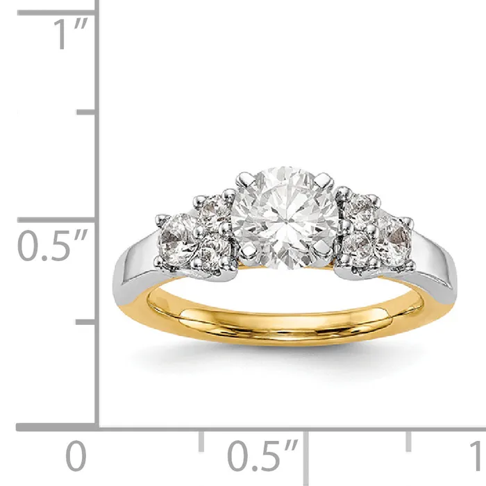 Goldiacom Rings 14K Two tone Diamond Peg Set CZ Engagement Ring