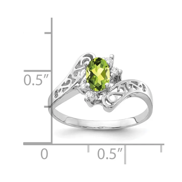 Goldiacom Rings 14k White Gold 6x4mm Oval Peridot Checker A Real Diamond ring