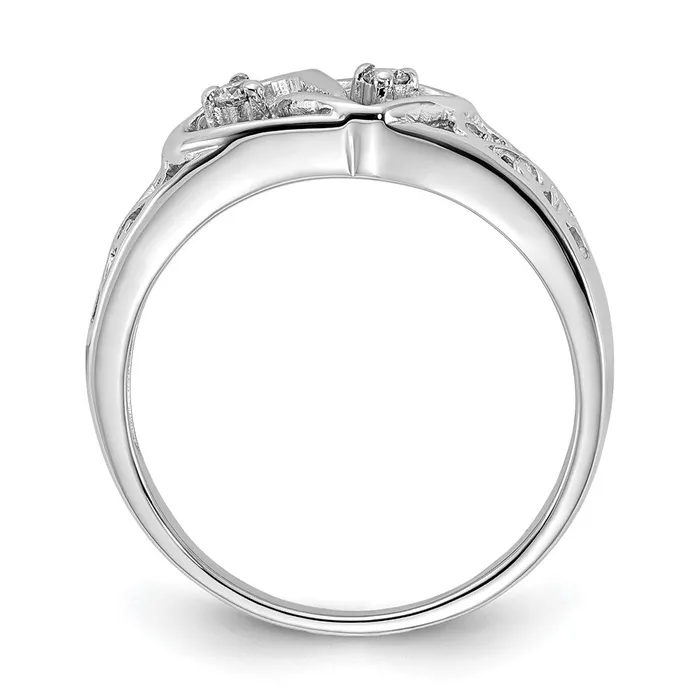 Goldiacom Rings 14k White Gold AA Real Diamond heart ring