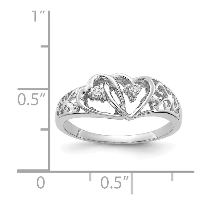 Goldiacom Rings 14k White Gold AA Real Diamond heart ring