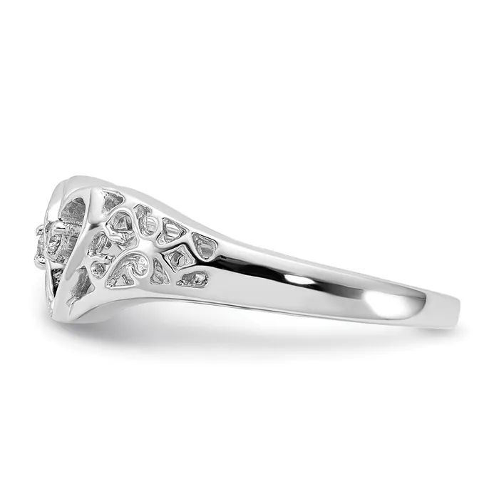 Goldiacom Rings 14k White Gold AA Real Diamond heart ring