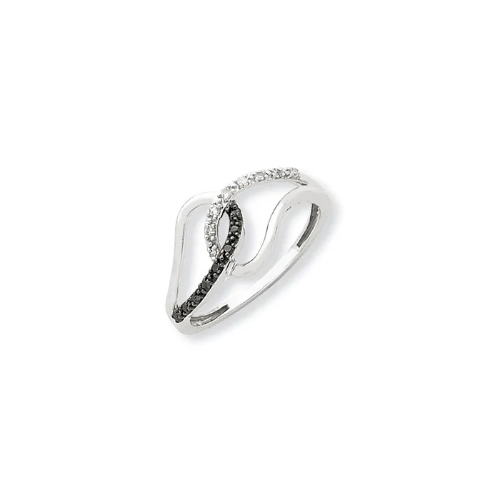 Goldiacom Rings 14K White Gold Black White Real Diamond Ring