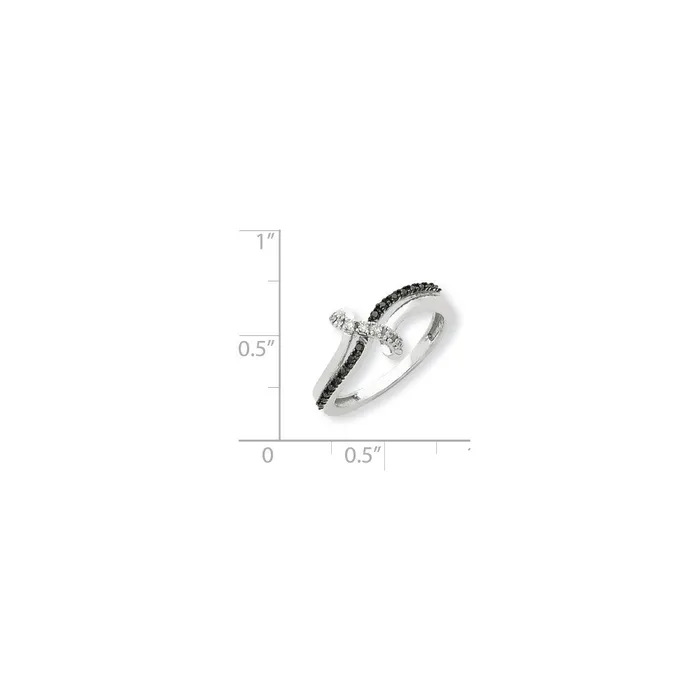 Goldiacom Rings 14K White Gold Black White Real Diamond Ring