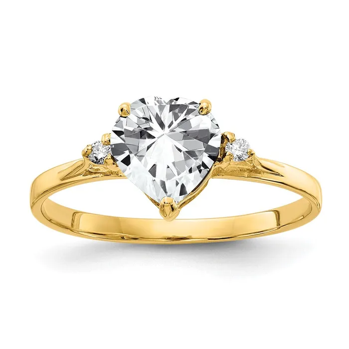 Goldiacom Rings 14K Yellow Gold 7mm Heart Cubic Zirconia VS Real Diamond ring Goldiacom Rings 14K Yellow Gold 7mm Heart Cubic Zirconia VS Real Diamond ring