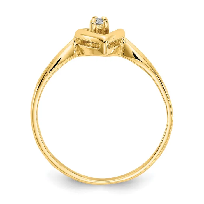 Goldiacom Rings 14K Yellow Gold VS Real Diamond heart ring