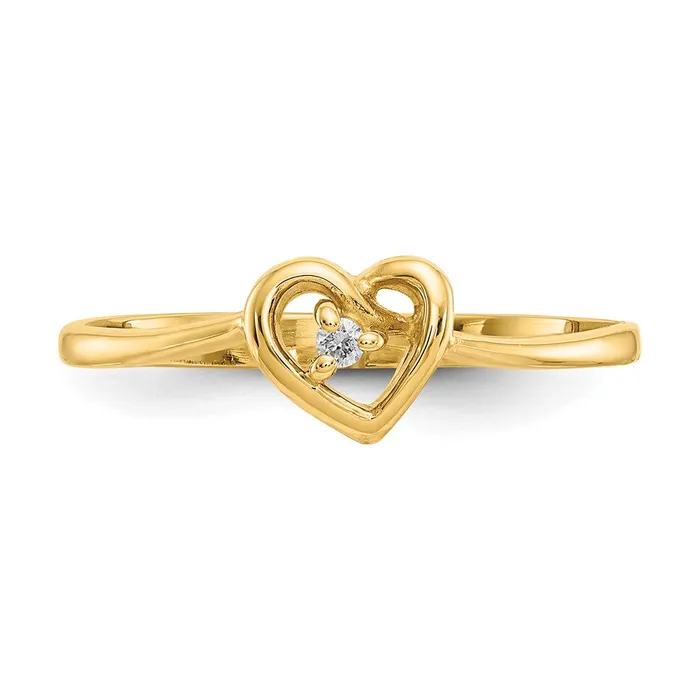 Goldiacom Rings 14K Yellow Gold VS Real Diamond heart ring