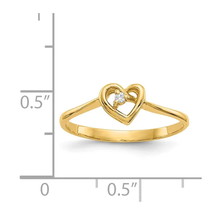 Goldiacom Rings 14K Yellow Gold VS Real Diamond heart ring