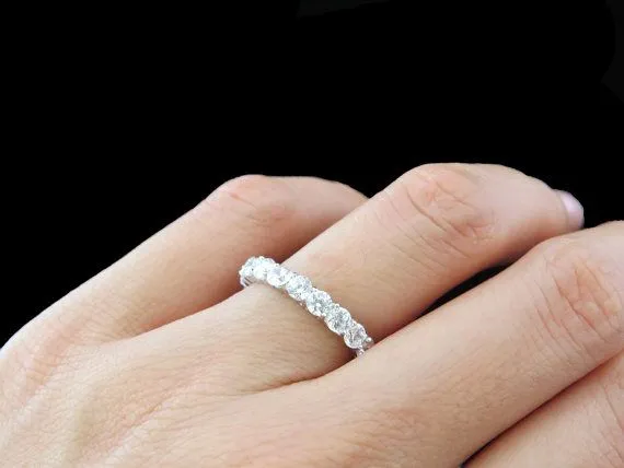 Goldiacom Rings 20 Ct Natural Diamond Womens Eternity Anniversary Wedding Band Ring in 14k White Gold