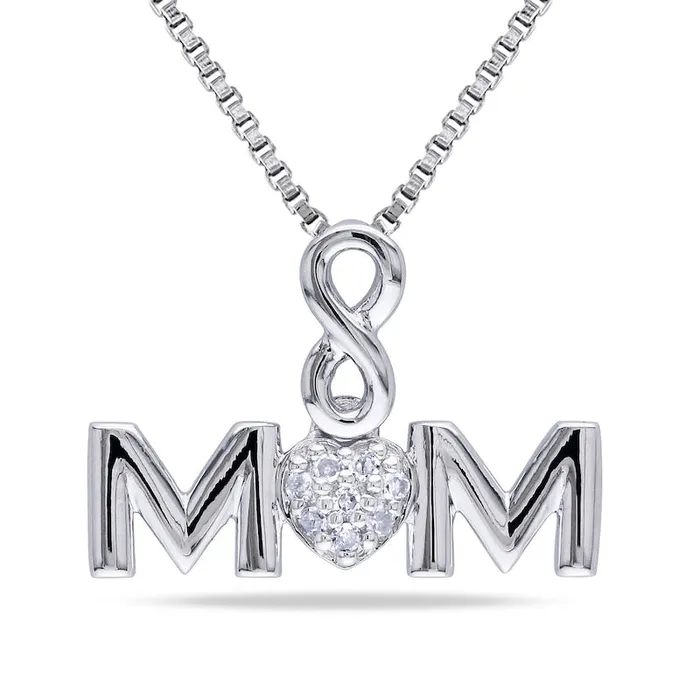 Goldia Composite Natural Diamond Accent Infinity Heart MOM Pendant in Sterling Silver Necklaces Goldia Composite Natural Diamond Accent Infinity Heart MOM Pendant in Sterling Silver Necklaces