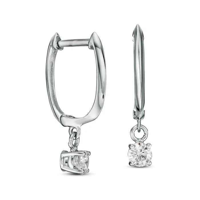 Goldia Earrings 033 CT TW Certified Diamond Solitaire Drop Hoop Earrings in 14K White Gold IVS2 Goldia Earrings 033 CT TW Certified Diamond Solitaire Drop Hoop Earrings in 14K White Gold IVS2