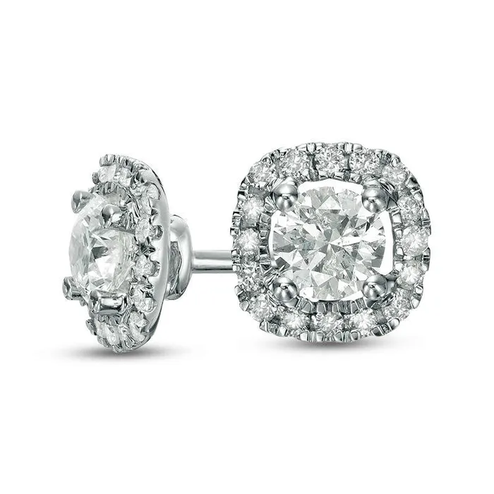 Goldia Earrings 05 CT TW Diamond Cushion Frame Stud Earrings in 10K White Gold Goldia Earrings 05 CT TW Diamond Cushion Frame Stud Earrings in 10K White Gold