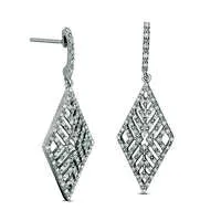 Goldia Earrings 05 CT TW Diamond Geometric Kite Drop Earrings in Sterling Silver Goldia Earrings 05 CT TW Diamond Geometric Kite Drop Earrings in Sterling Silver