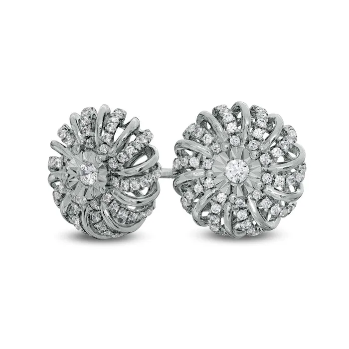 Goldia Earrings 05 CT TW Diamond Pinwheel Stud Earrings in 10K White Gold Goldia Earrings 05 CT TW Diamond Pinwheel Stud Earrings in 10K White Gold
