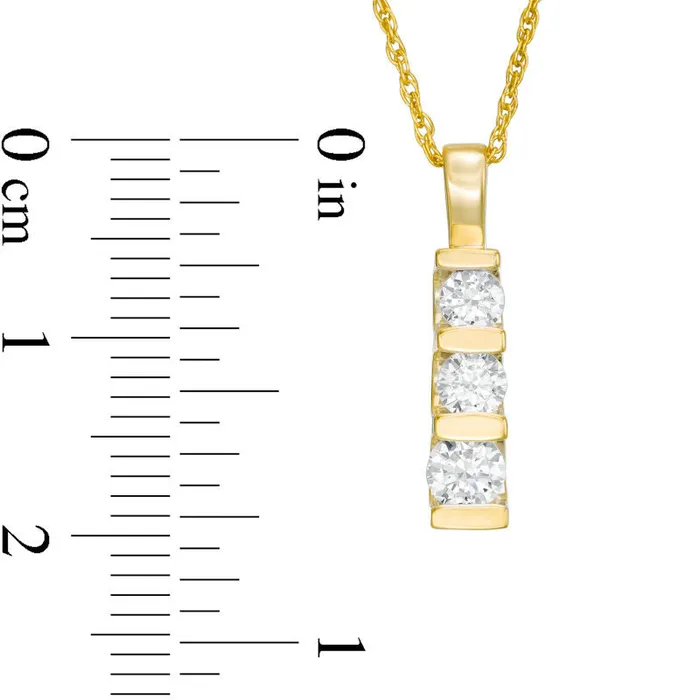 Goldia Earrings 05 CT TW Natural Diamond Three Stone Linear Drop Pendant in 10K Yellow Gold Goldia Earrings 05 CT TW Natural Diamond Three Stone Linear Drop Pendant in 10K Yellow Gold